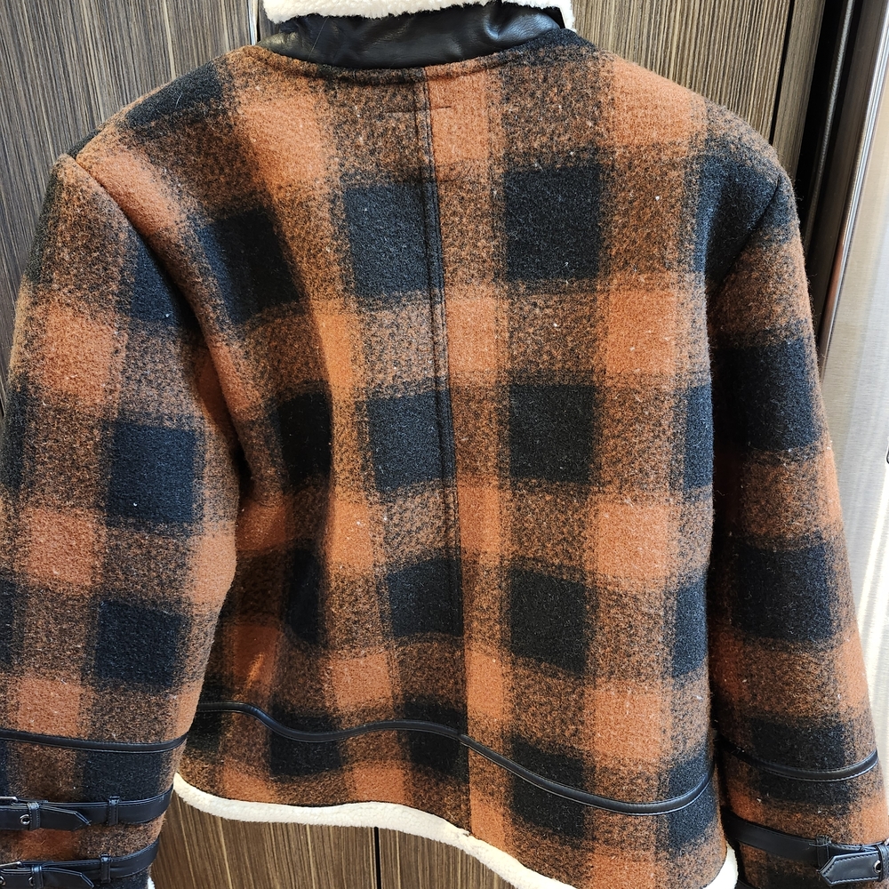 Plaid Bomber Jacket - Black and Orange - Picture 6 of 10